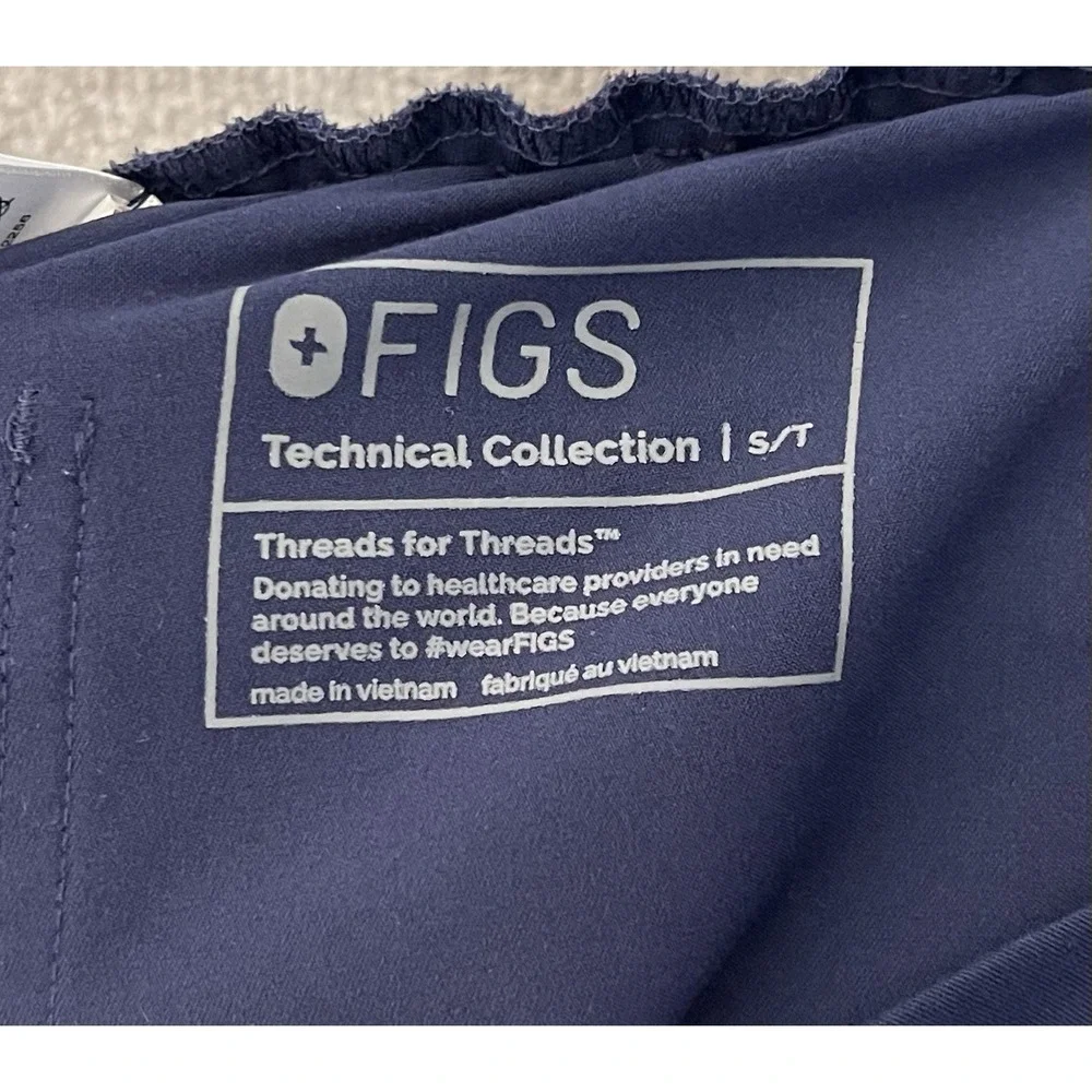 Figs Technical Yola High Rise Slim Scrub Pants Womens Sz Small Tall Blue Pockets